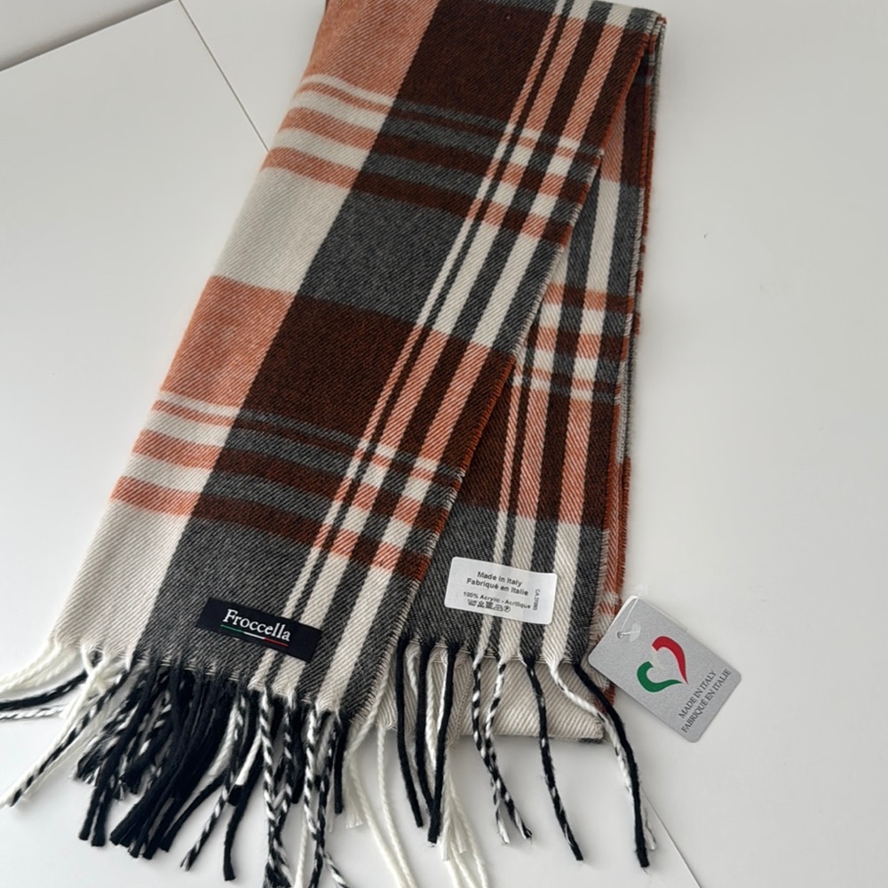 Froccella Plaid Scarf in Brown and Gray